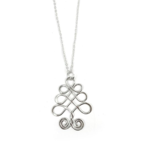 Hammered Silver Scrollwork Necklace - Picture 2 of 2